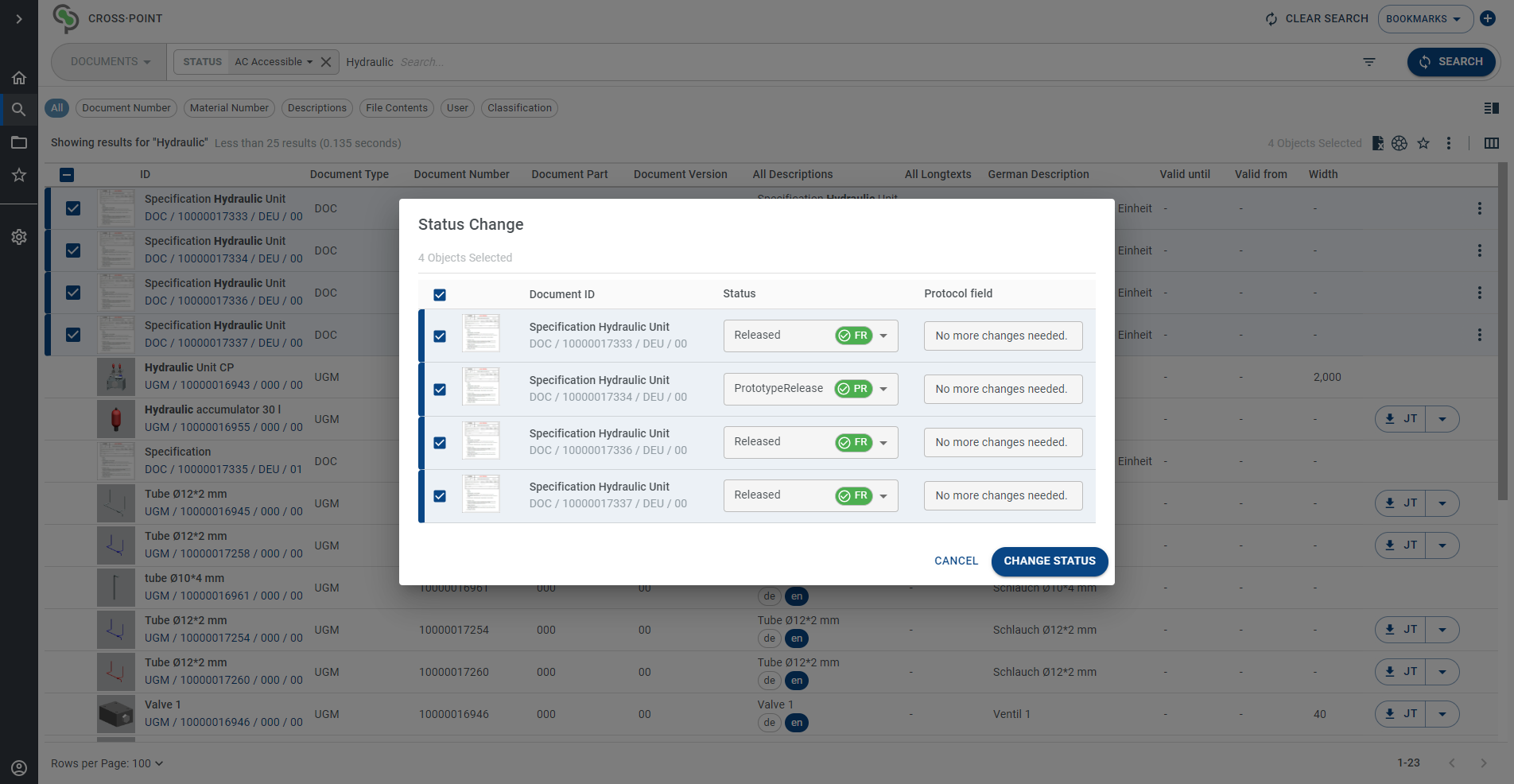 Status changes Users can make status changes on one or more SAP documents.