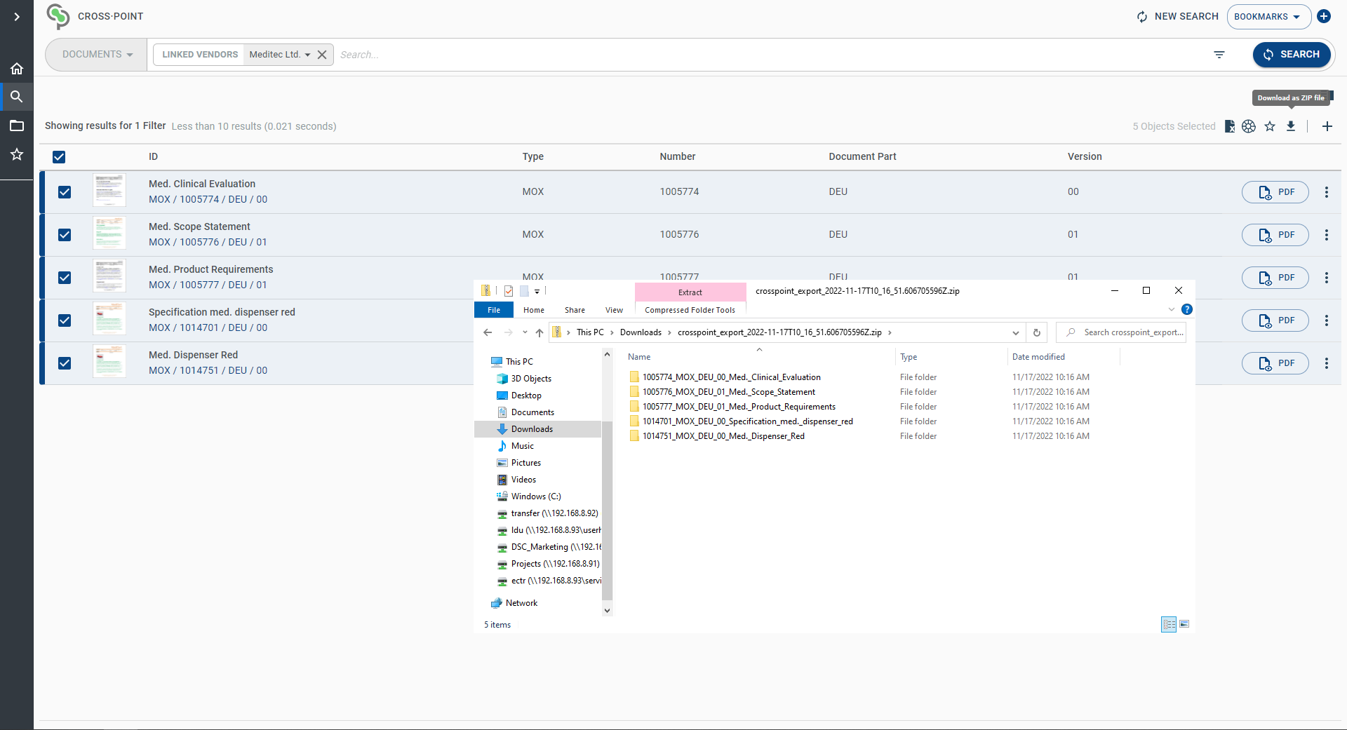 ZIP export